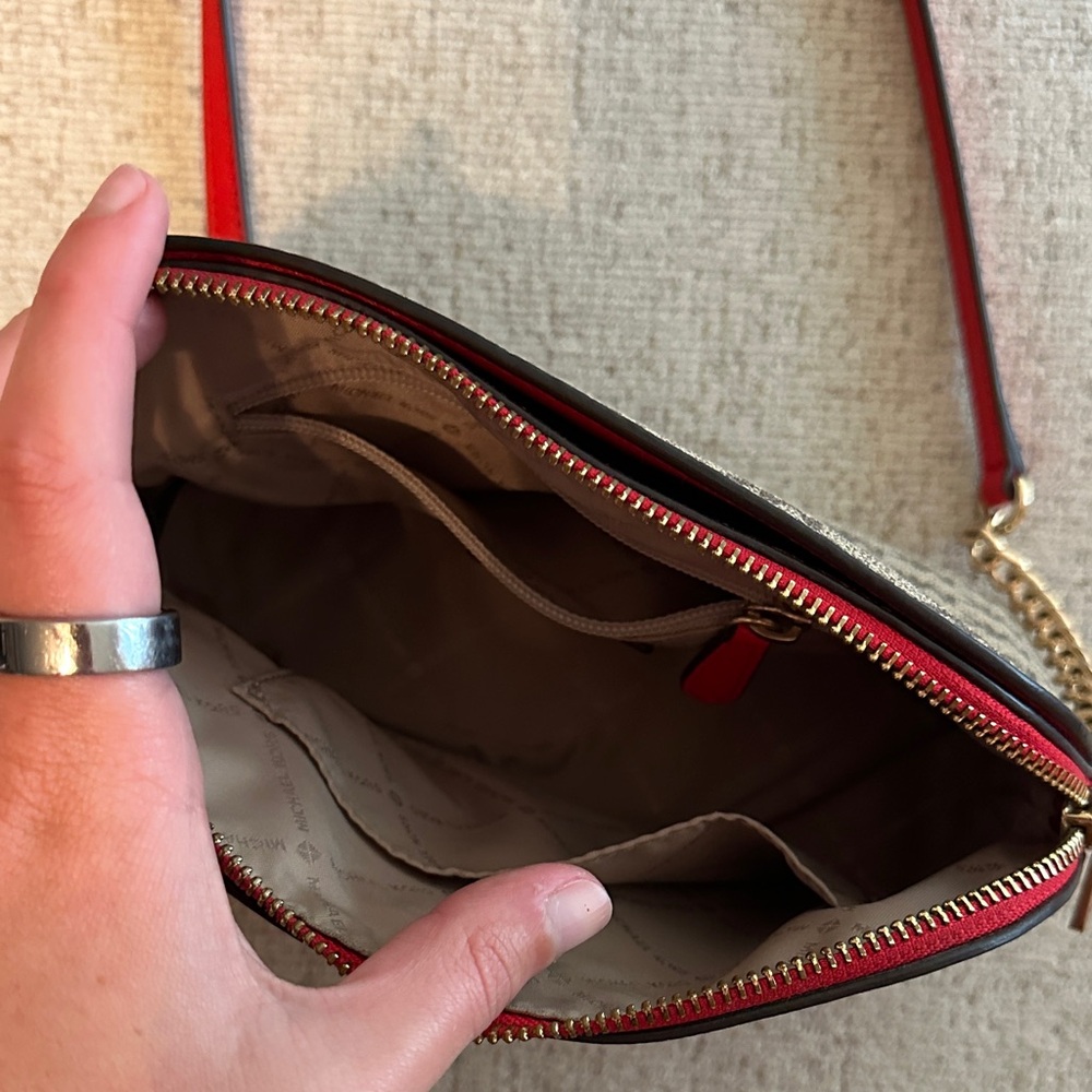 Michael Kors Tan and Red Crossbody Bag - Picture 4 of 8